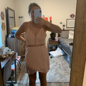 Pale Pink Spaghetti Strap Dress w ruffle/cutouts